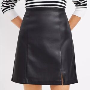 Loft Elegant Black Faux Leather Skirt New With Tag